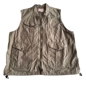CC Filson Co VTG Cotton 20 Pocket Travel Green Khaki Fishing Vest Size XXL